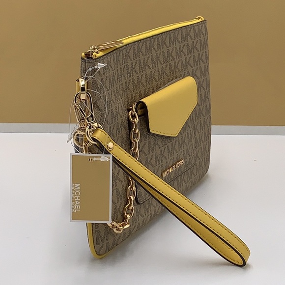 Michael Kors Jet Set LG 2 in 1 card case wristlet Wallet DAFFODIL SIGNAT… - Picture 7 of 16